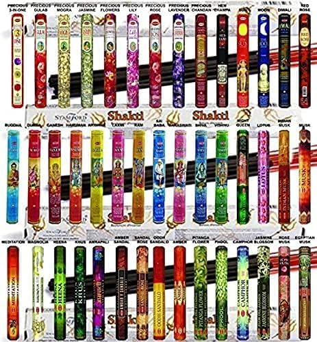 Giftbrit Hem Incense Sticks Variety Pack - 15 Fragrances (300 Sticks Total) - Sandalwood, Lavender, White sage & More - 1 x Giftbrit Holder - Long-Lasting Aromatherapy for Meditation, Yoga, Relaxation