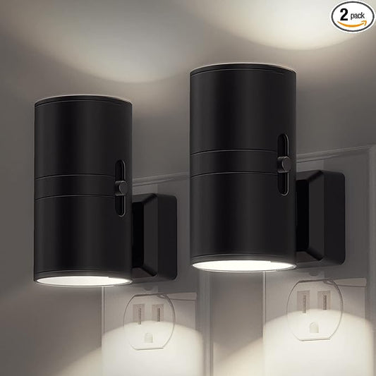 L LOHAS LED Bright Night Light, Night Lights Plug into Wall, 5000K Daylight White, Dimmable Nightlight Plug in with Light Sensor, Decorative LED Nightlights for Hallway Bathroom Kitchen, 2 Pack