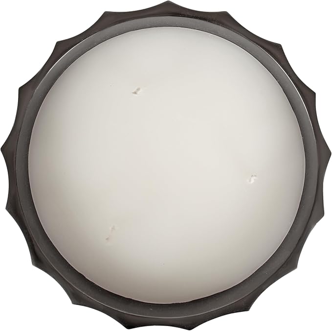 Kate and Laurel Plete Round Pleated Metal Candle Bowl, 8 Inch Diameter, Black Nickel, Modern Scalloped Three-Wick Unscented Candle with Decorative Bowl for Living Room Decor