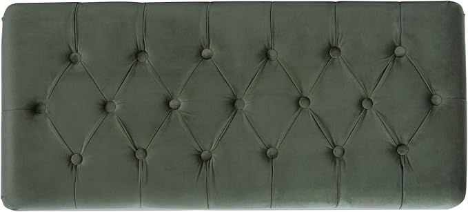 HomePop 40" Ainsley Button Tufted Storage Bench - Loden Green Velvet