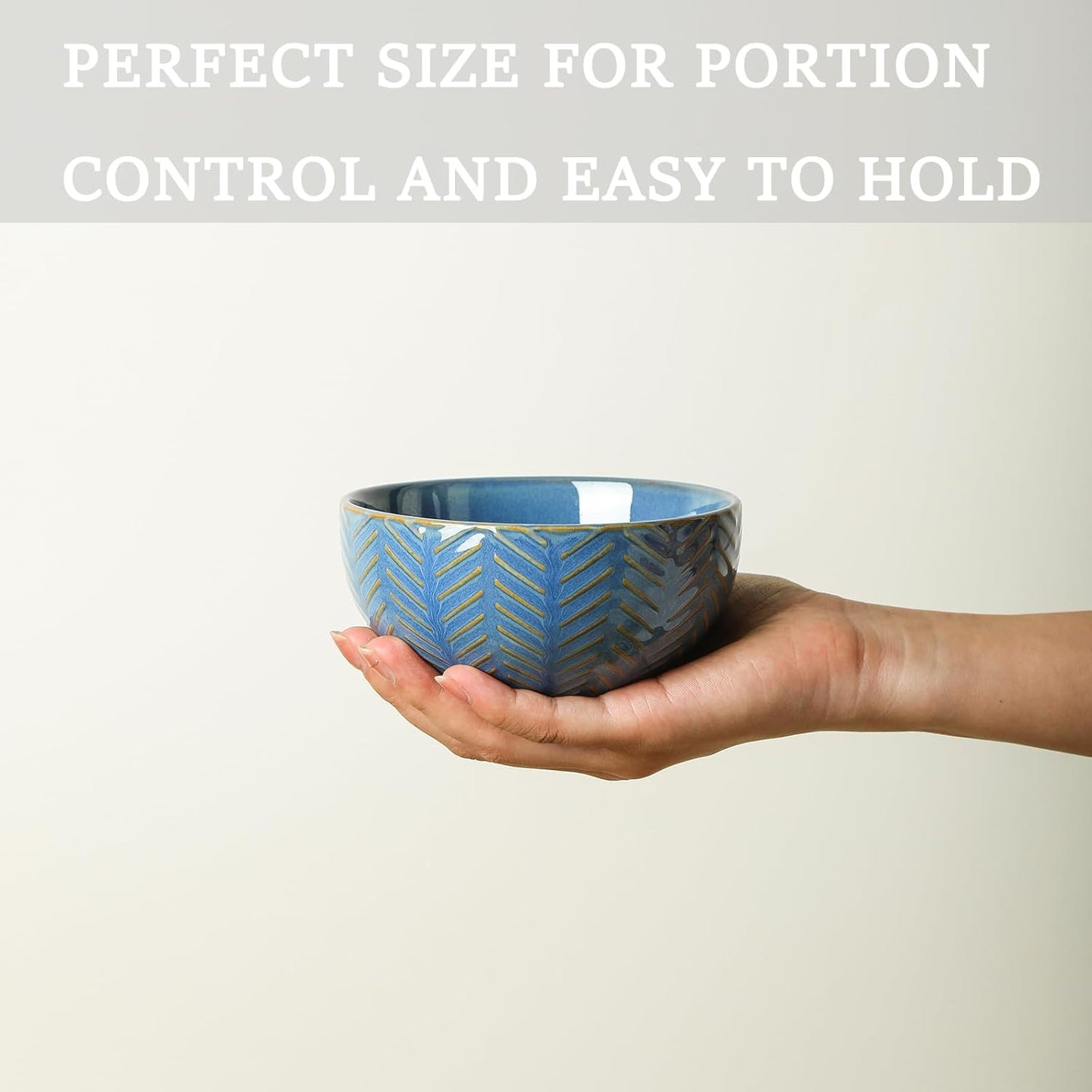 Sureasy Ceramic Ice Cream Bowls Set of 4-12 oz Blue Small Dessert Bowls for Kitchen, Perfect for Rice, Fruit, and Sauce, Microwave & Dishwasher Safe