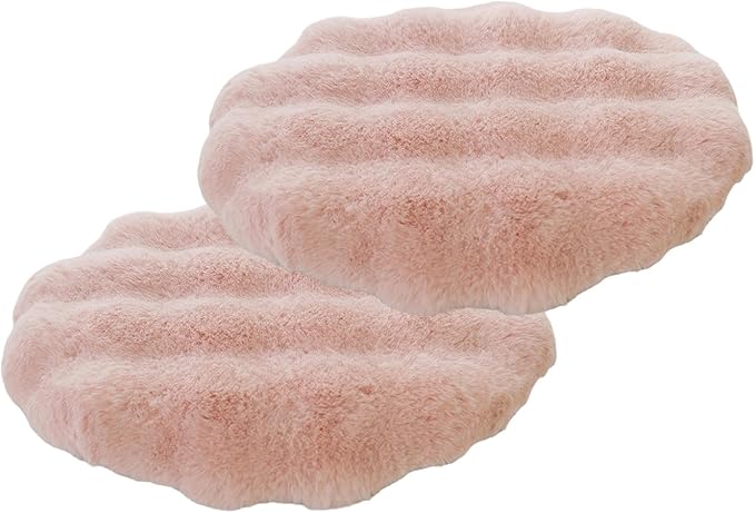 Lifup 2 Pack Round Chair Pads Memory Foam Seat Cushion Soft Cozy Plush Non Slip Thick Pad with Ties and Removable Cover for Dining Room, Office Pink 18 x 18 Inch