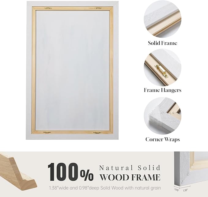 Framed Forest Landscape Wall Art, Modern Cottage Canvas Art Prints, Contemporary Nature House Pictures Wall Decor for Living Room Bedroom Dining Room Hallway Office 24x36 In