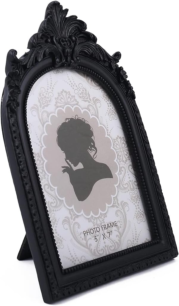 SIKOO Vintage Picture Frame 5x7 Black Gothic Picture Frame Tabletop and Wall Mount Vintage Gothic Decor Ornate Photo Gallery Art