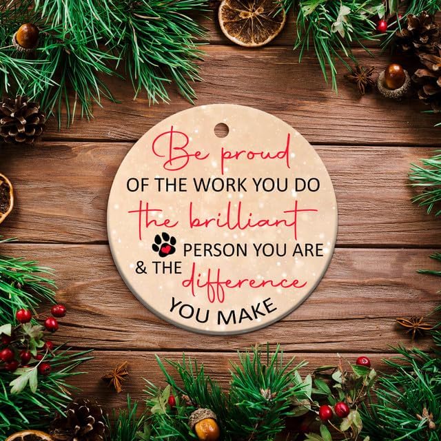 Vet Christmas Ornament 2025-3" Ceramic, Vet Tech Week Appreciation Gifts Bulk for Women Men, Thank You Gift for Veterinarian Dog Cat Grommer Sitter Trainer Kennel Tech Home Décor
