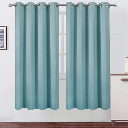 LEMOMO Blackout Curtains 66 x 72 Inch Long Stone Blue Curtains Set of 2 Panels Room Darkening Curtains for Bedroom and Living Room