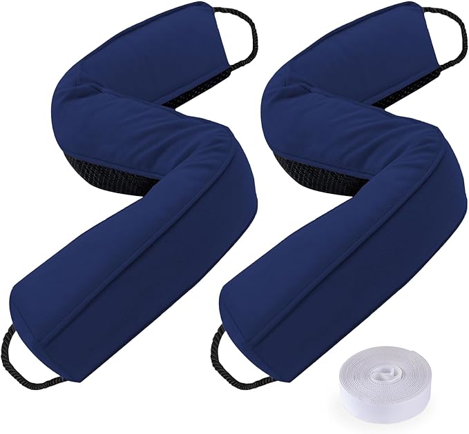 Sunolga 2 Packs 38 Inches 2.2LB Weighted Door Draft Stopper Filled with Glass Beads & Cotton, Removable Machine Washable Sound Proof Under Door Draft Blocker with Anti-Abrasion Bottom for Door, Blue