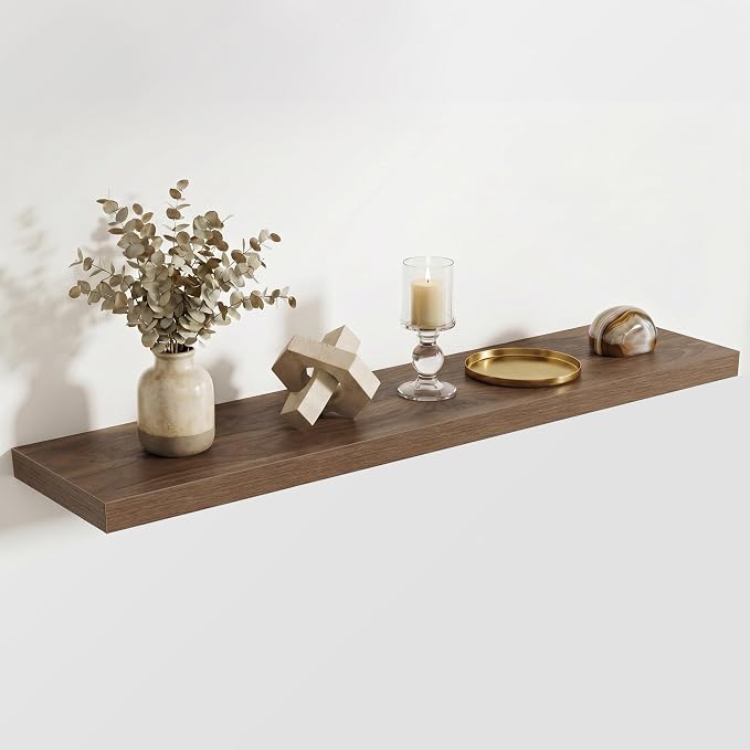 Acovy 10" Extra Deep Floating Shelves for Wall, 48" Long Wood Wall Shelves Set of 1 for Bathroom Bedroom Kitchen Living Room Laundry Room, Modern Floating Shelf for Home Decor