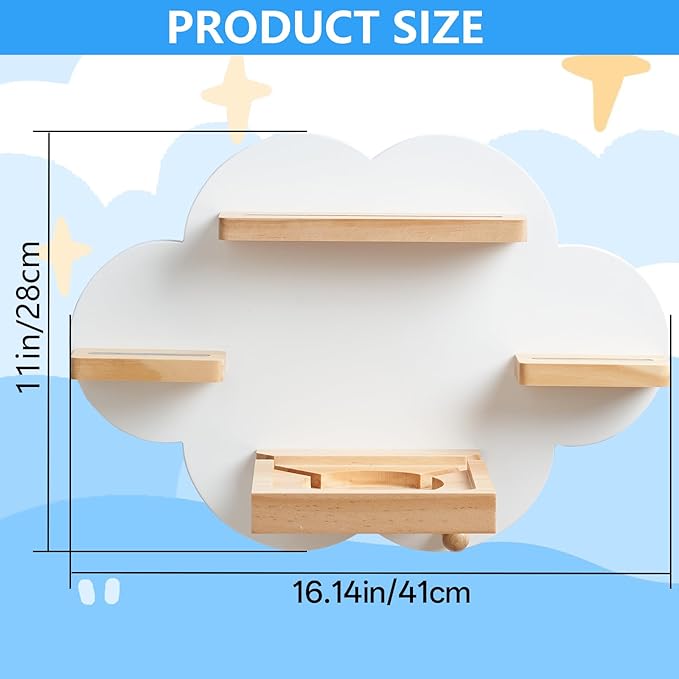 Cloud Toines Shelf, for TonieBox 1 and Toniebox 2 Tonies Wall Shelf Tonies Storage for 12-20 Toine Figures Characters Magnetic Shelf for Tonies Toniebox, Charging Station, Kids Play Room(White)