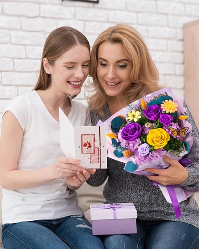 Flowers for Delivery Prime Forever Flowers Preserved Roses Bouquets Purple Flower Birthday Gifts for Women Valentine's Day Mothers Day Graduation