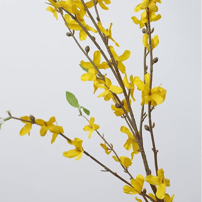 Artificial Forsythia Branches, 12 Pcs 39.4 Inch Cherry Blossom, Spring Flowers Artificial for Decoration, Silk Forsythia Flowers Artificial Orchids Wedding Office Home Party Dining