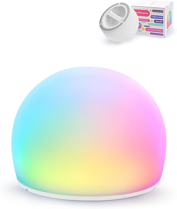 Night Light for Kids, Soft Egg Light with 13 Colors Changing Mode, Interactive Tap Light Stress Relief, LED Sensory Light Ball, Adjustable Brightness Globe Lamp Christmas Gifts, Auto-dim in 30 Minutes