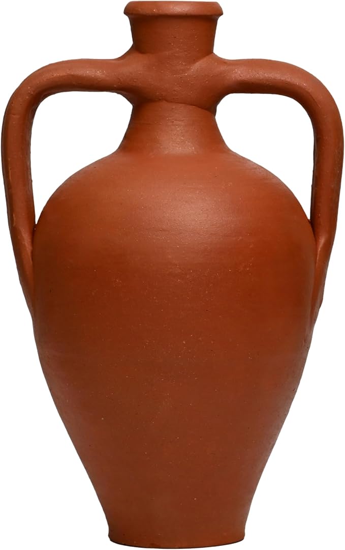 Terracotta Double Handled Amphora Water Jug, Clay Pitcher, Wine Carafe, Home Decor Vase, Pottery Jar, Traditional Kitchen Gift, Fit for DIY!