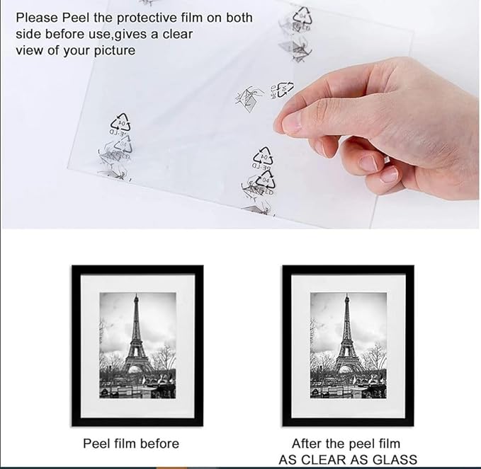 upsimples 11x14 Picture Frame Set of 5, Display Pictures 8x10 with Mat or 11x14 Without Mat, Wall Gallery Photo Frames, Black