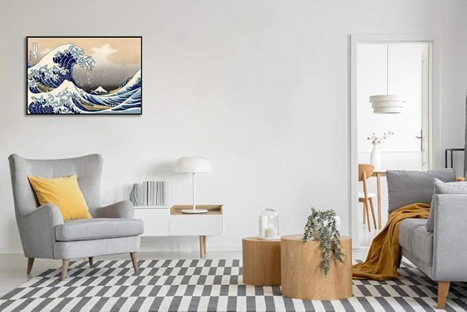 Wieco Art Framed Art Great Wave of Kanagawa Katsushika Hokusai Giclee Canvas Prints Wall Art Abstract Seascape Paintings for Living Room Home Decorations Large Framed Sea Artwork