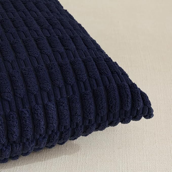 Fancy Homi 4 Packs Decorative Throw Pillow Covers for Living Room Couch Bed, Modern Farmhouse Boho Home Décor Accent Cushion Case, 24" x 24" (Pack of 4), Navy Blue
