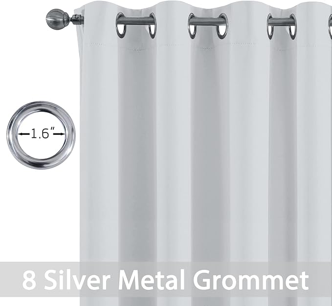 Yakamok Wide Thermal Blackout Patio Door Curtain Panel,Greyish White Grommet Sliding Door Insulated Curtains, Extra Wide Curtains for Sliding Glass Door,Greyish White, W52 x L84, 1 Panel