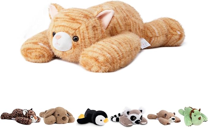 Niuniu Daddy 24" | 5 Pound Weighted Cat Plush, Soft Orange Tabby Cat Stuffed Animal, Calming Sensory Toy for Kids & Adults, Cozy Hugging Companion, Ideal Christmas Birthday Presents