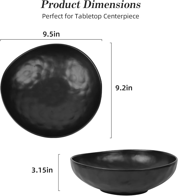 salomayes Wabi-Sabi Decorative Bowl, Matte Black Ceramic | Subtle Hammered Texture, Natural Speckled Finish, Handmade, Catchall for Entryway Table