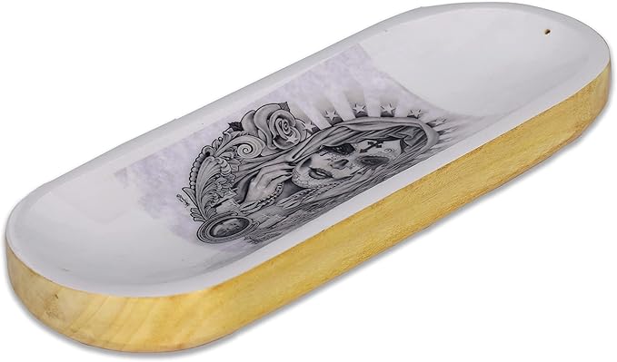 Bless-International Traditional-Handmade-Tray-Burner Wooden-Trat-Incense-Stick-Holder Ash-Catcher-Stand for-Aromatherapy-Meditation-Yoga (Angel Girl, 11x4x1.22 Inches)