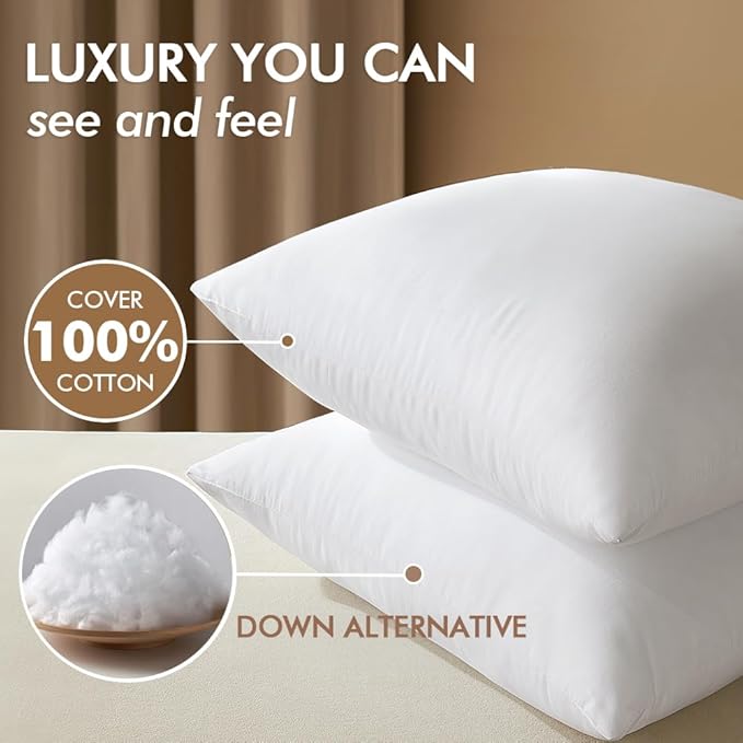 MIULEE 24x24 Synthetic Down Alternative Pillow Insert Euro Decorative Throw Pillow 24 x 24 Inch Body Bed Sleeping Ultra Soft Fluffy Form for Sofa Couch Bed