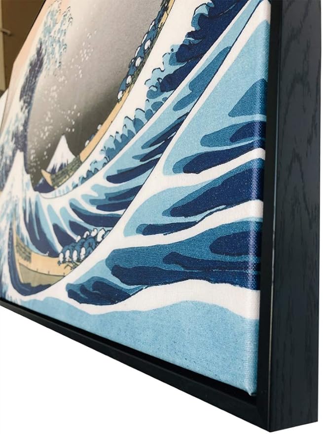 Wieco Art Framed Art Great Wave of Kanagawa Katsushika Hokusai Giclee Canvas Prints Wall Art Abstract Seascape Paintings for Living Room Home Decorations Large Framed Sea Artwork