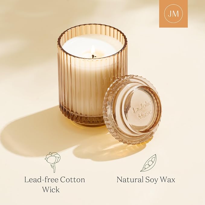 LA JOLIE MUSE Citrus Candle, Yuzu & Neroli Blossom Candle, Scented Candle Gifts for Women&Men, Natural Soy Candles, Long Burning Luxury Jar Candle, 11oz