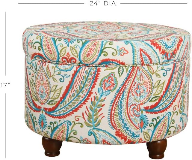 HomePop 24" Large Round Storage Ottoman - Bold Paisley