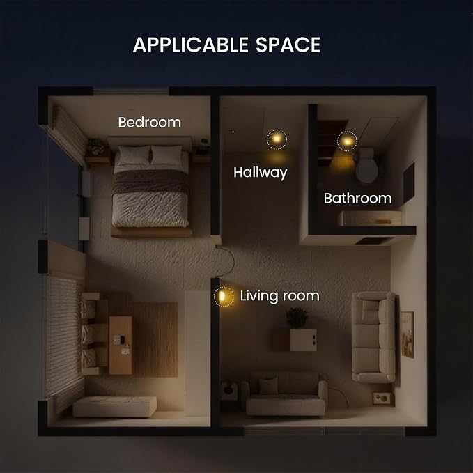 Battery-Operated Motion Sensor Night Light, Magnetic 3-Color Dimmable Motion Sensor Closet Night Light, for Bedroom, Hallway, Kitchen & Stairs