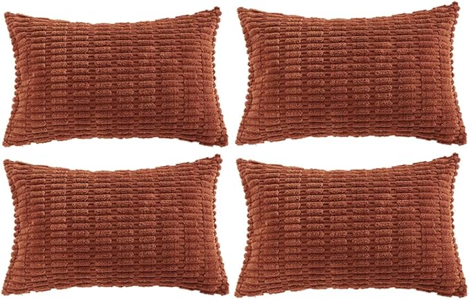 Fancy Homi 4 Packs Decorative Throw Pillow Covers for Living Room Couch Bed, Modern Farmhouse Boho Home Décor Accent Cushion Case, 24" x 12" (Pack of 4), Rust