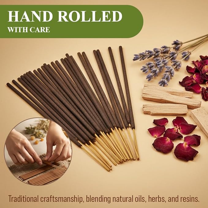 Tulasi Incense Sticks with Natural Oils Set of 6 Fragrances (120 Sticks) Hand Rolled Incense Sticks, Calming Home Aromatherapy, Meditation, Relaxing, Mixed Scents with Natural Oils