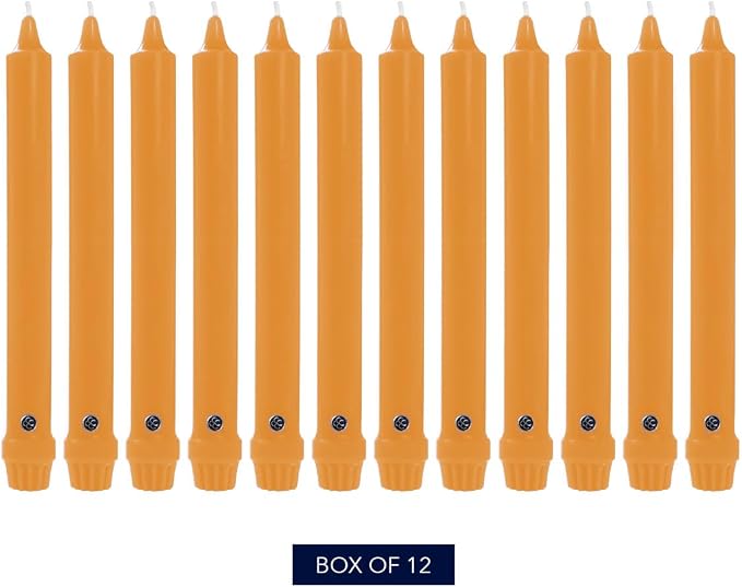 Colonial Candle Unscented Taper Candle, Classic Collection, Caramel, 10 in, Pack of 12 - Up to 8 Hours Burn