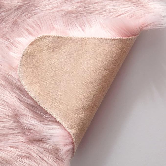 MIULEE Luxury Super Soft Fluffy Area Rug Faux Fur Sheepskin Rug Decorative Plush Shaggy Carpet for Bedside Sofa Floor 3 x 5 Feet, Pink