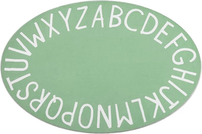 Topotdor Oval Kids Play Rug Alphabet Nursery Area Rug Extra Large Soft Crawling Play Mat for Children Toddlers Bedroom (47x70 inch, Sage Green)