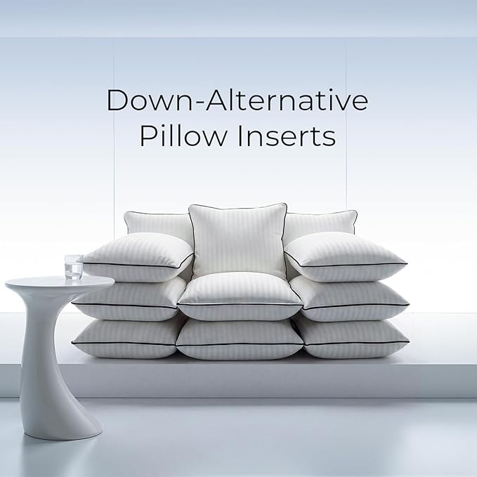 Phantoscope Synthetic Down Pillow Insert - 20x20 Down Alternative, Ultra Soft Large Square Throw Pillow with 100% Cotton for Couch Sham, Bed Sleeping (White, Set of 2)