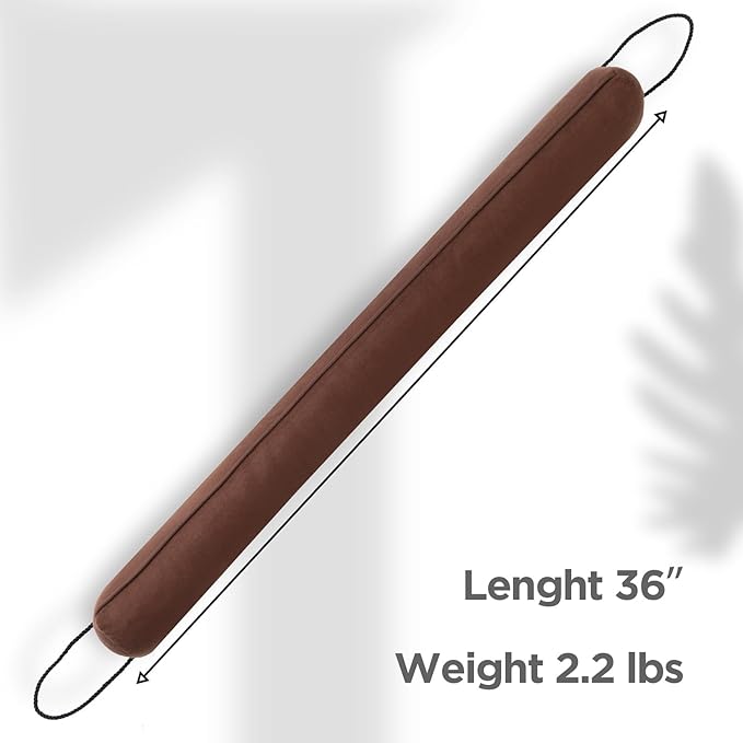 Sunolga 2 Packs 36 Inches 2.2LB Weighted Door Draft Stopper Filled with Glass Beads & Cotton, Removable Machine Washable Sound Proof Under Door Draft Blocker with Anti-Abrasion Bottom for Door, Brown