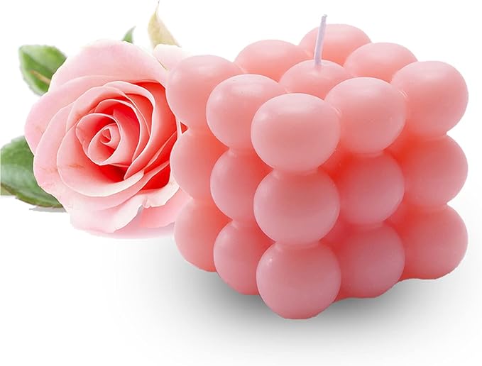 Bubble Candle - Cube Soy Wax Candles, Home Decor Candle, Scented Candle Set 1 Pieces, Home Use and Gifting (Pink) Christmas Gifts