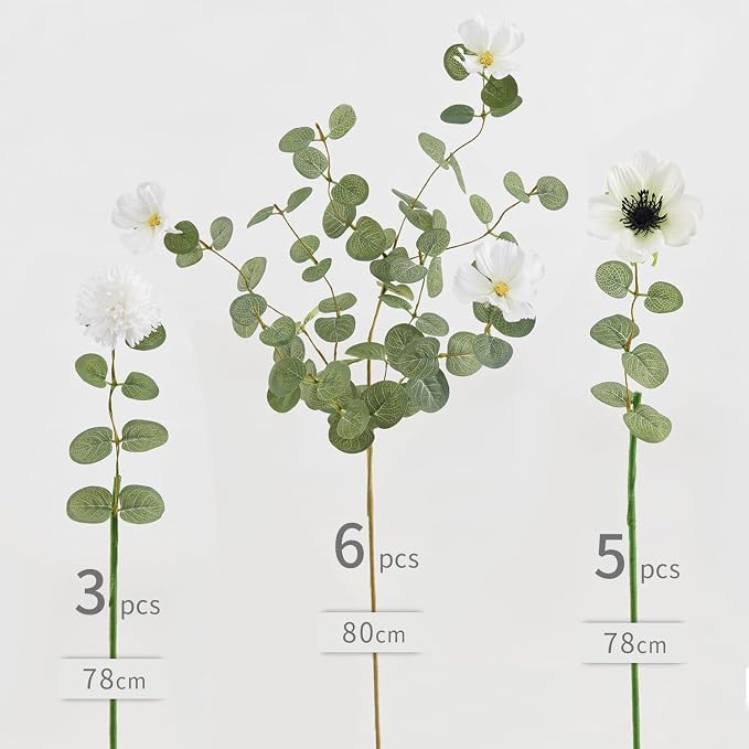 MISSPIN Artificial Flowers with Greenery Stems Faux Plants Indoor Branches for Tall Vase Ultra-Realistic, 14 Pcs Wedding Centerpieces, Home Decor & DIY Bouquets