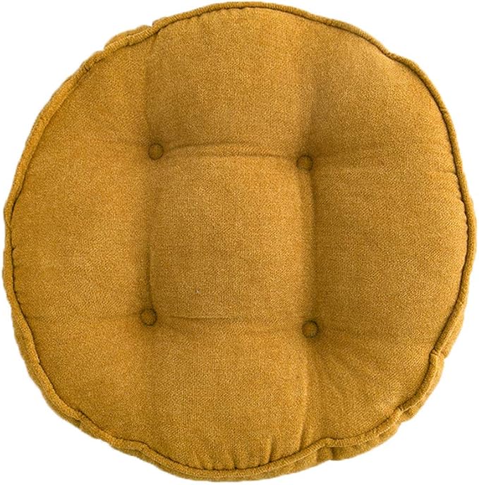 vctops Soft Chair Pads 18 inch Diameter Super Comfy Thicken Solid Color Round Seat Cushion for Kitchen Dining Room Office Chairs (Yellow,18" x 18")