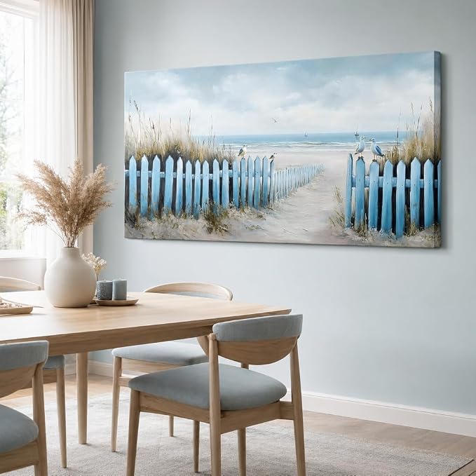 Wall Art for Living Room Large Beach Oil Painting Ocean Sea Bird Seagull Canvas Artwork Framed Ocean Themed Artwork Seascape Coastal Picture for Office Bedroom Decor 40x20in
