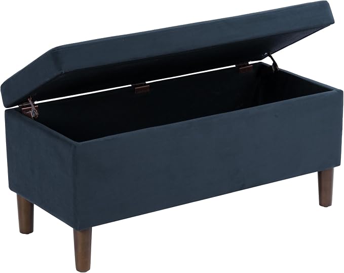 HomePop Malmo 36" Storage Bench - Blue Velvet
