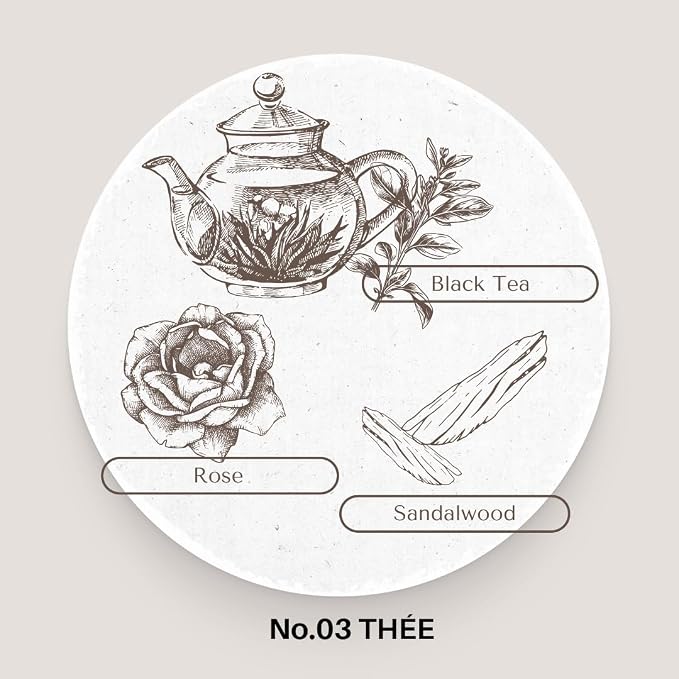 MODERATO Los Angeles No.03 THÉE – Luxury Tea Scented Coconut Wax Candle, Zen & Calming, Rose, Sandalwood, Jasmine, Lemon, Crystal Clear Glass Vessel, 50 Hour Burn, Candle Gift, Made in USA 8.5oz