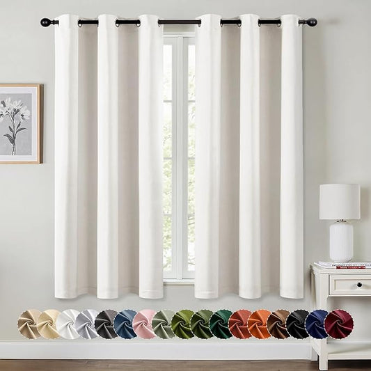 MIULEE Ivory Blackout Curtains - Bedroom Window Treatment Curtains Thermal Insulated Room Darkening Drapes for Living Room Kitchen Grommet Light Blocking Drapery, 40 x 45 Inches Long, 2 Panels