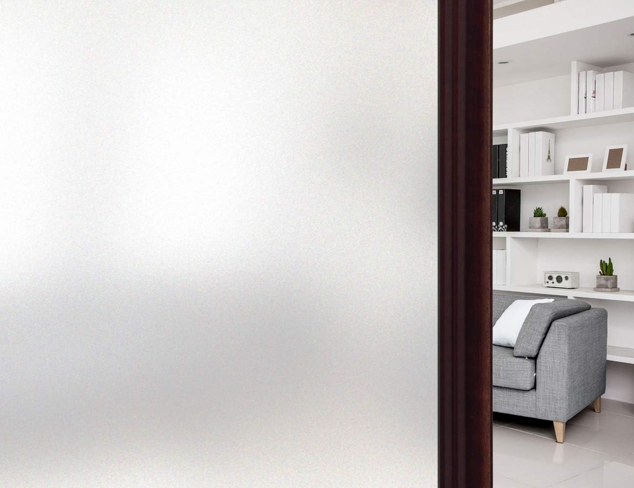 HIDBEA Frosted Window Privacy Film - Non Adhesive Static Cling Glass Stickers Sun UV Blocking Heat Control Door Covering Decals for Home Office, 35.4 x 98.4 Inch