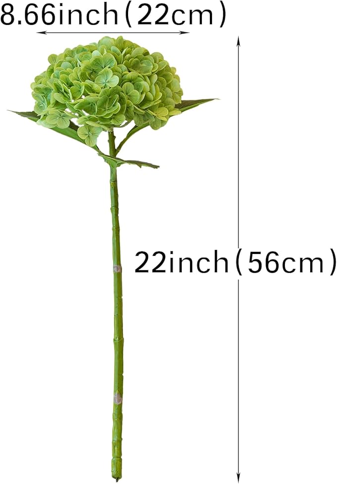 DUYONE 3PCS 22 inch Realistic Artificial Hydrangea Large Real Touch Flowers Artificial Flowers Dry Flowers Outdoor Wedding Christmas Office Family Party Living Room Table Decoration (Green)