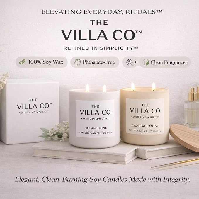 Coastal Santal | Scented Candle for Women & Men | Hand-Poured, Aromatic & Fragrant | 60 Hour Burn Time 12.7 OZ | Soy Based | Phthalate Free | Made in USA