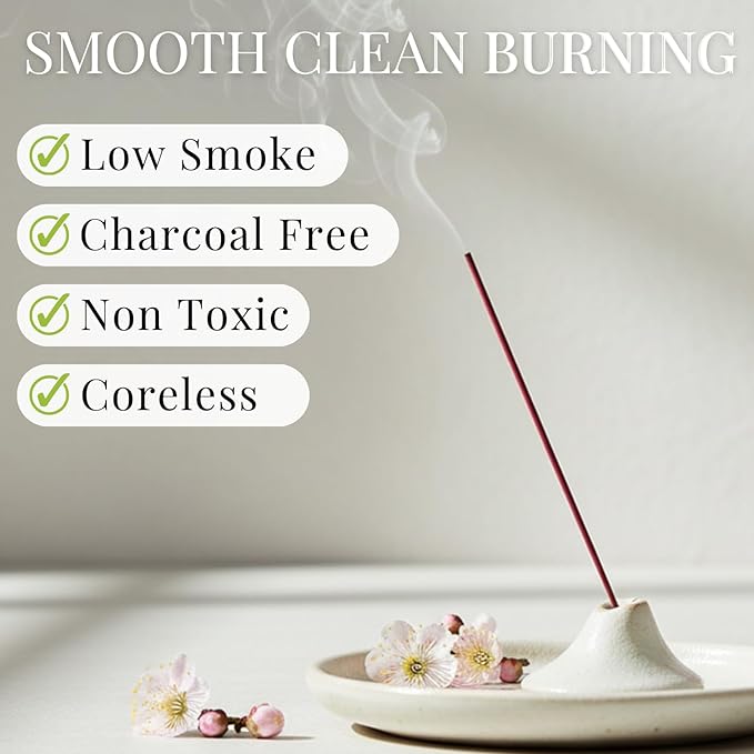Ume Plum Blossom Premium Japanese Incense Sticks 60sticks Coreless Low Smoke Natural Charcoal Free Non Toxic Kyoto Aroma Aromatherapy Meditation Calming Stress Relief Relaxation TOMORI