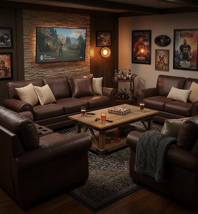 Genuine Leather Pillow Cover Case for Lumbar Throw Couch Pillows - Farmhouse Decorative Modern Sofa Thick & Soft Cushion Covers (Dark Brown, 22" x 22")