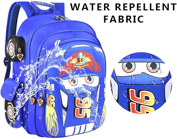 Kid Toddler Boys Girls Backpack Waterproof Cartoon Truck Car Child Snack School Bag Kindergarten Backpack (Blue)