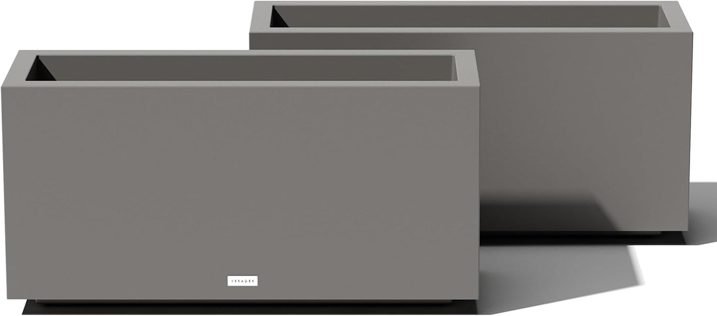 Veradek Block Series Long Box Planter - Large Rectangular Planter for Indoor or Outdoor Patio/Porch | Durable All-Weather Use with Drainage Holes | Modern Décor for Tall Plants, Flowers or Shrubs